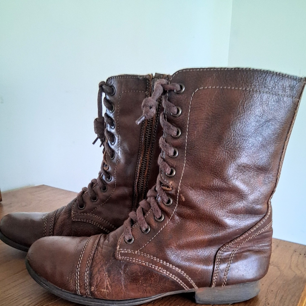 Vtg Steve Madden Lace Up Troopa Boots - Great Condition! 8.5M - Picture 3 of 10
